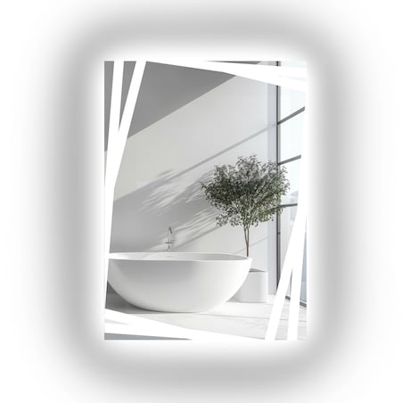 Prostokątne lustro z piaskowanym dekoracyjnym podświetleniem – CARDS LED