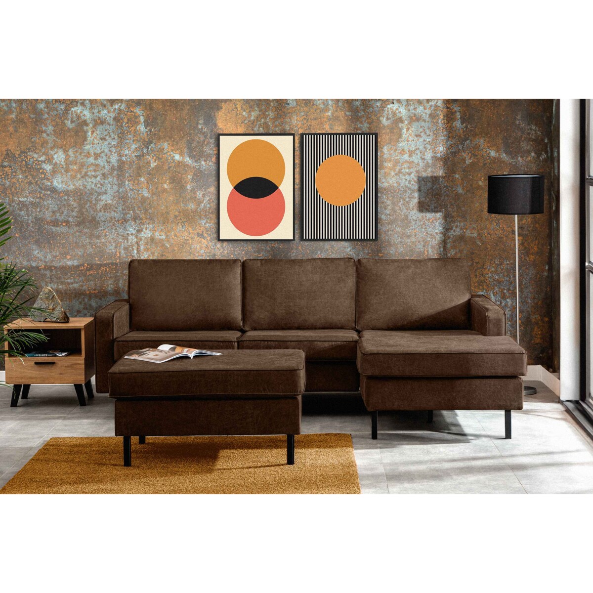 KONSIMO INVIA Podnóżek Puf w nowoczesnym stylu ciemnobrązowy