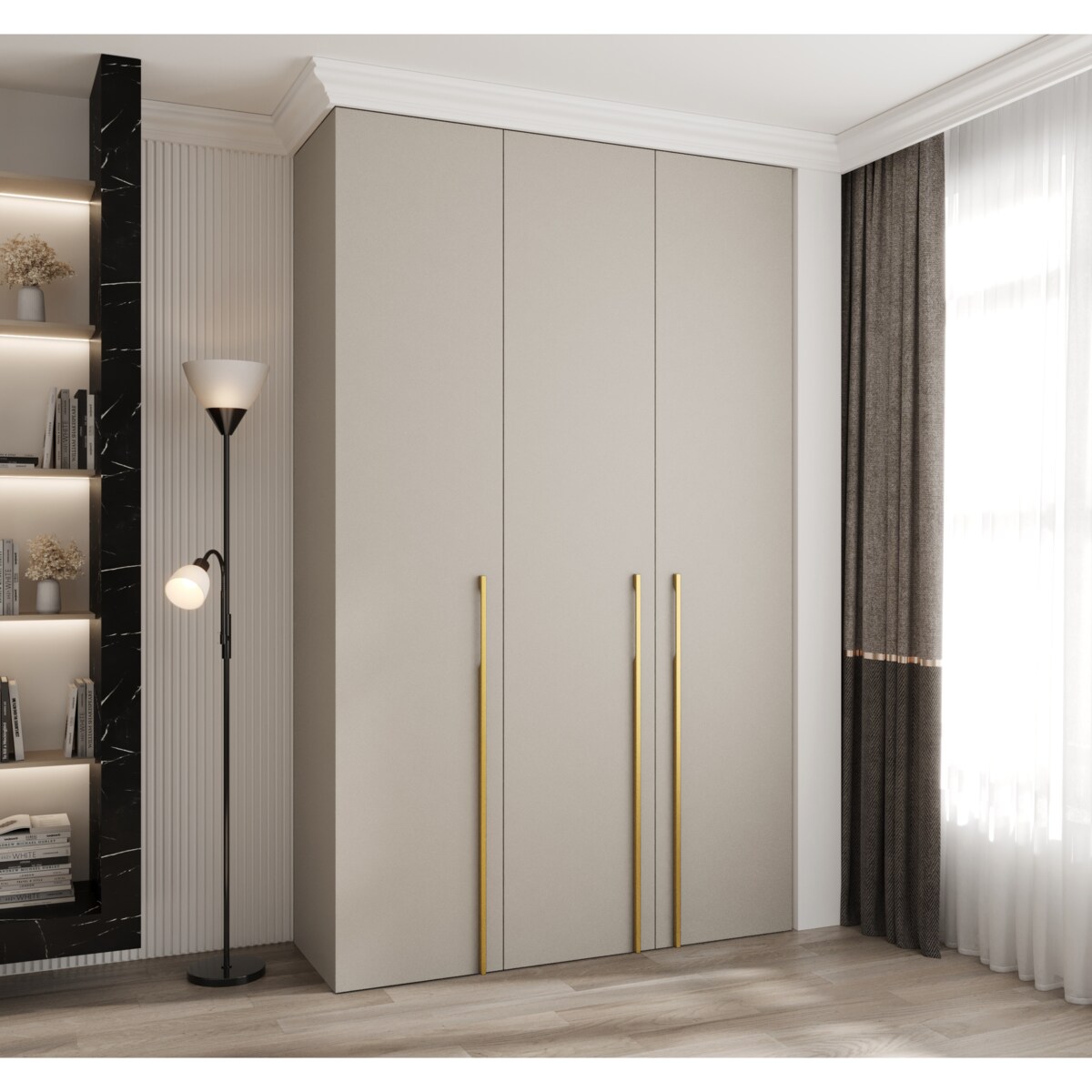 Szafa trzydrzwiowa Como 3 150 gł.50 kaszmir+złoty