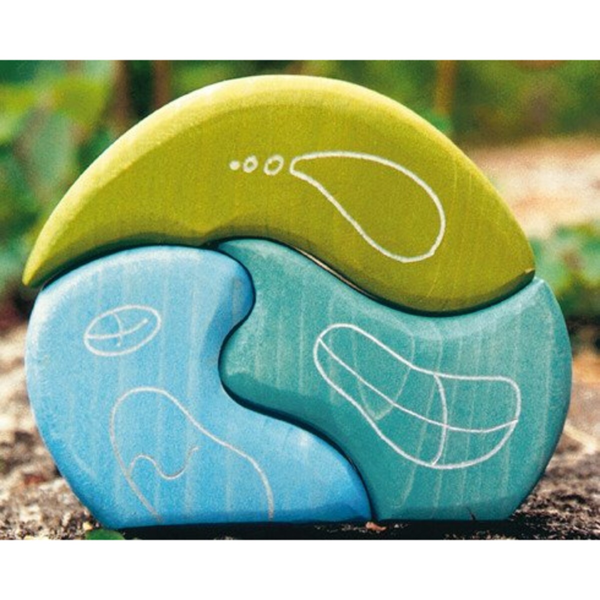 Kształt Domek Krasnoludków - drewniane klocki Grimm's niebieskie 1+