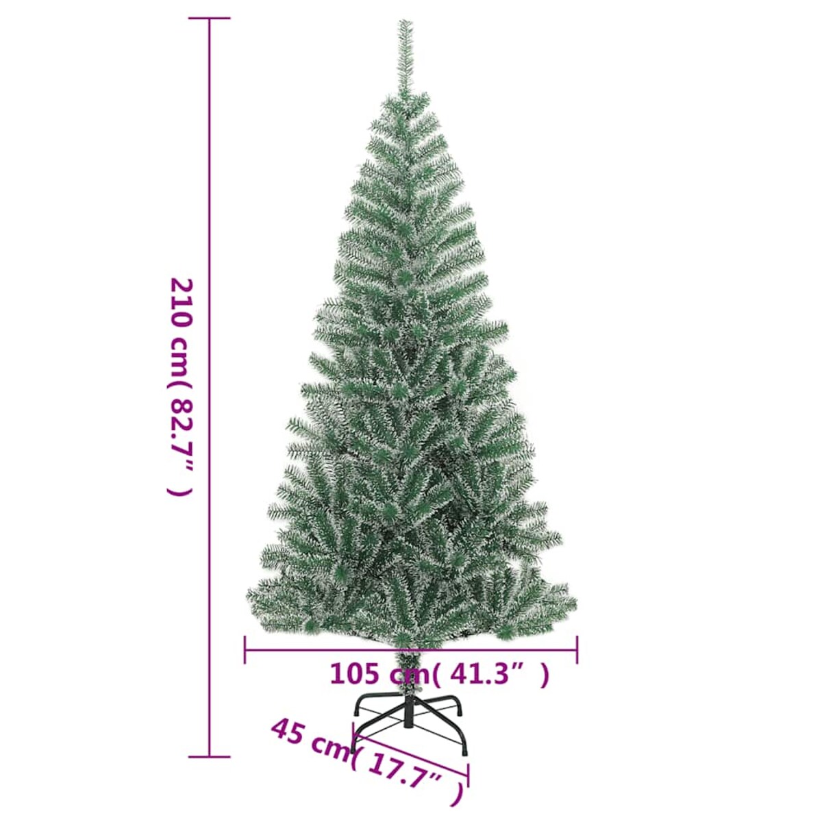 vidaXL Sztuczna choinka z 300 LED, bombkami i śniegiem, 210 cm