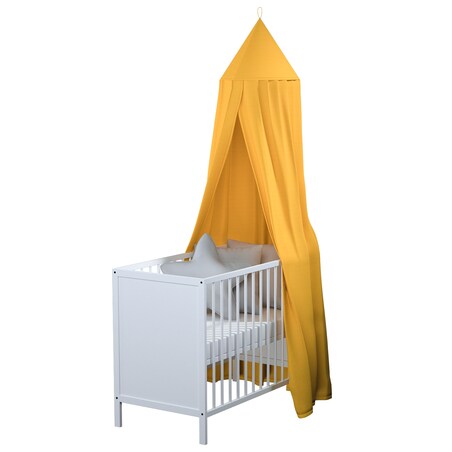 Baldachim do łóżeczka, słoneczny żółty, fi 50cmx230cm, Happiness