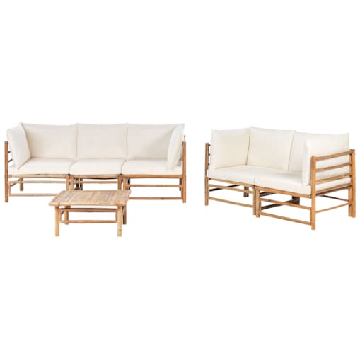 Zestaw ogrodowy ze stolikiem dla 5 osób CERRETO Drewno bambusowe Złamana biel