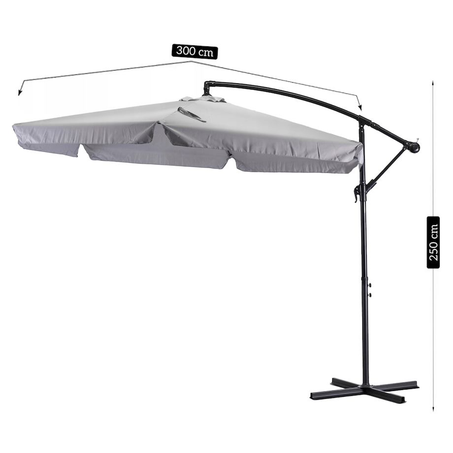 Parasol Ogrodowy Składany Duży na Taras Plażowy Pokrowiec AKRON Szary