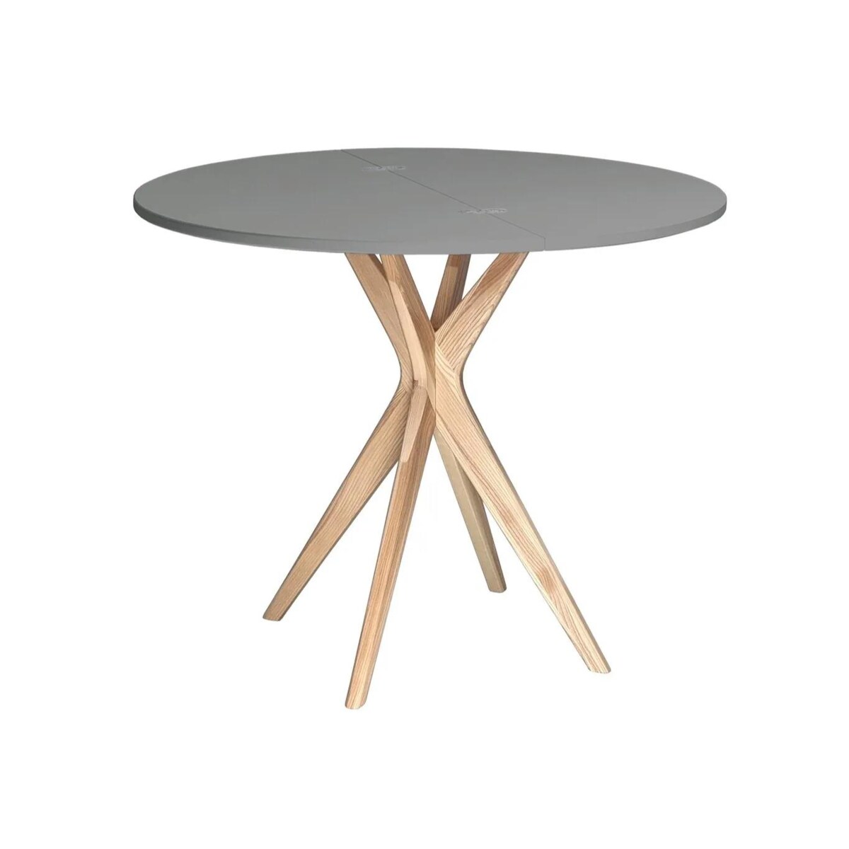 Stół półokrągły CUTTI 90x90 rozkładany ciemny szary/jesion
