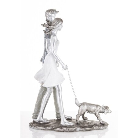 Dekoracja - figurka 26,5x10x18 cm PARA - spacer z psem