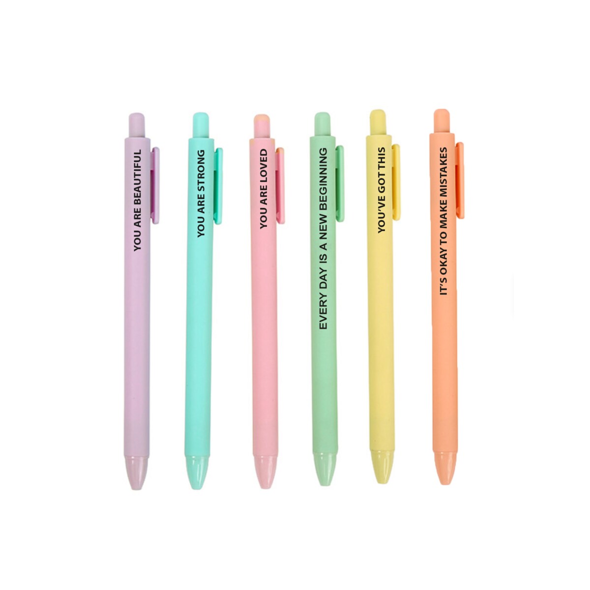 Zestaw pastelowych długopisów z motywującymi cytatami!