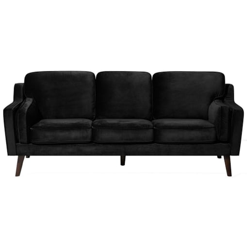 Sofa 3-osobowa welurowa czarna LOKKA