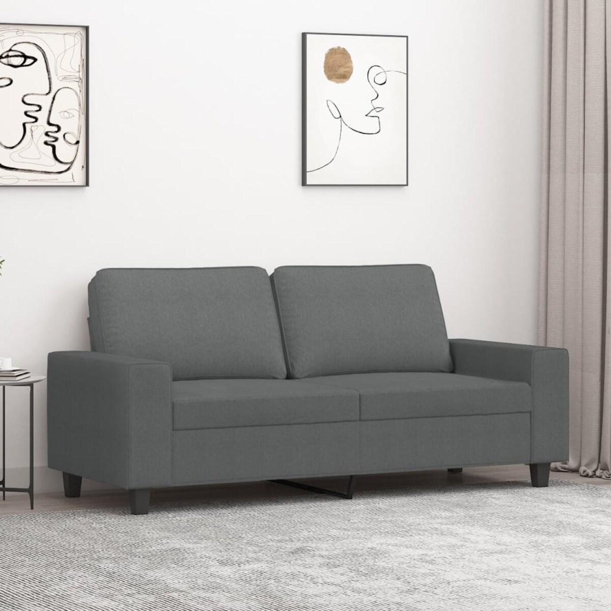 vidaXL Sofa 2-osobowa, ciemnoszara, 140 cm, tapicerowana tkaniną