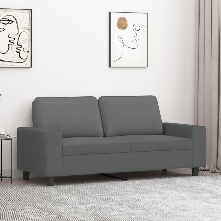 vidaXL Sofa 2-osobowa, ciemnoszara, 140 cm, tapicerowana tkaniną