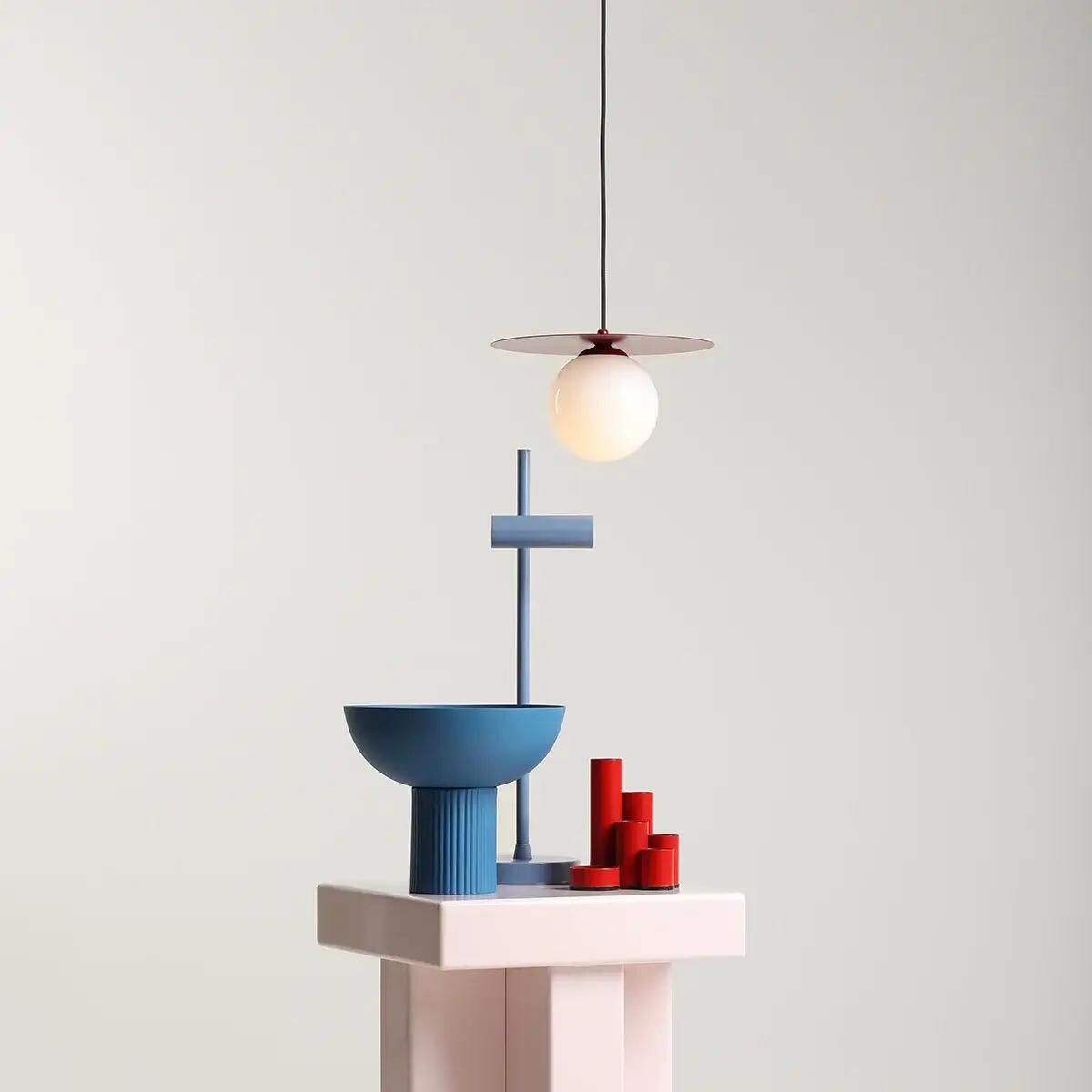 Lampa wisząca kula Loop 1125G15_S Aldex do salonu czerwona biała