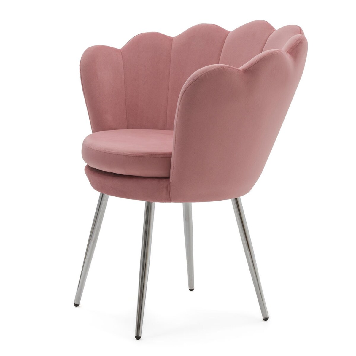 Krzesło muszelka SHELL różowe welurowe glamour srebrne nogi do toaletki
