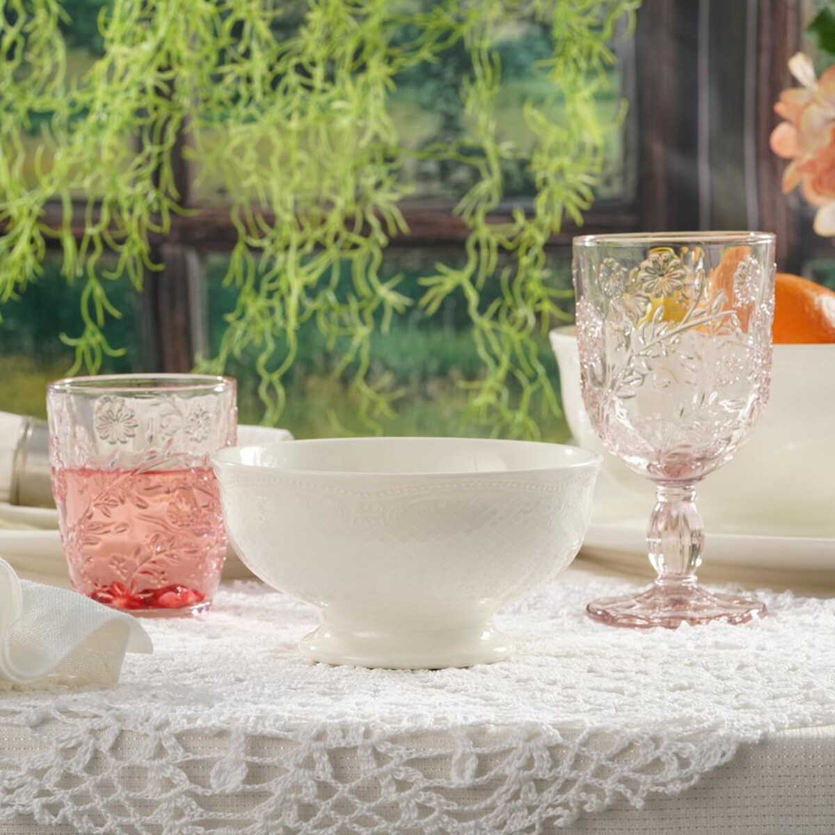 VILLA ITALIA Kieliszki do wody różowe 280 ml 6 sztuk MERIDA