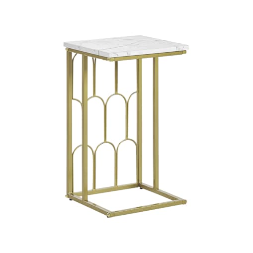 Stolik pomocniczy efekt marmuru biało-złoty PANDALE