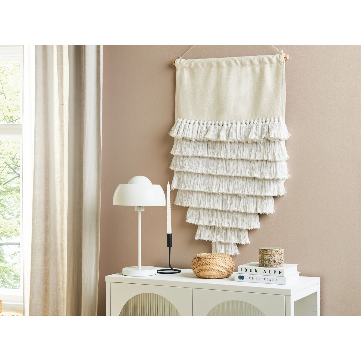 Dekoracja ścienna z frędzlami biała THUL