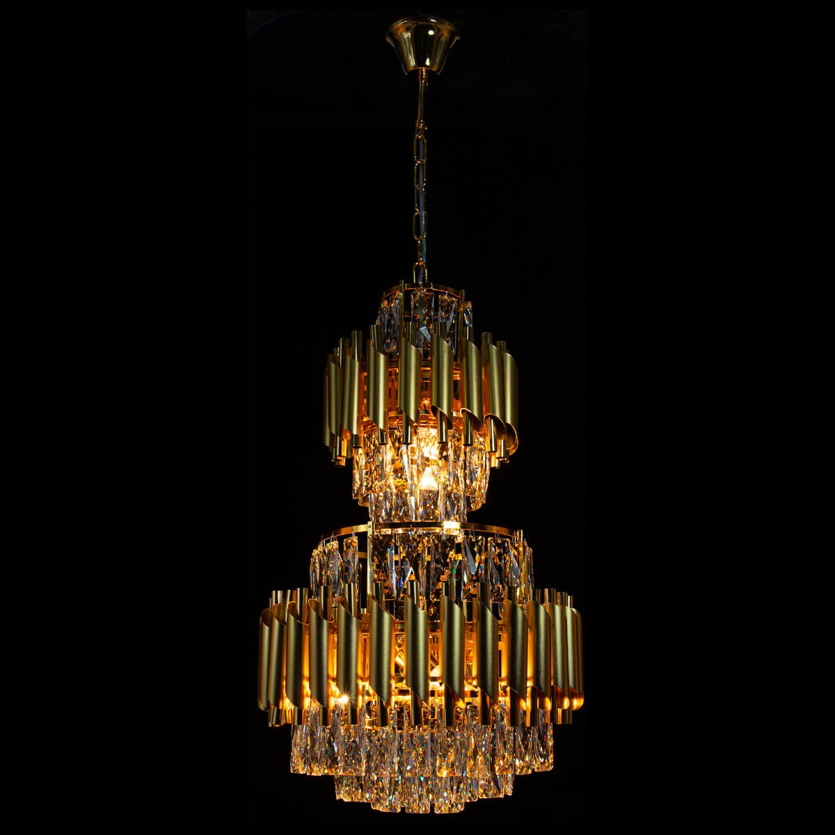 Wisząca lampa Wersal 6231/6 TR żyrandol z kryształkami do salonu złoty