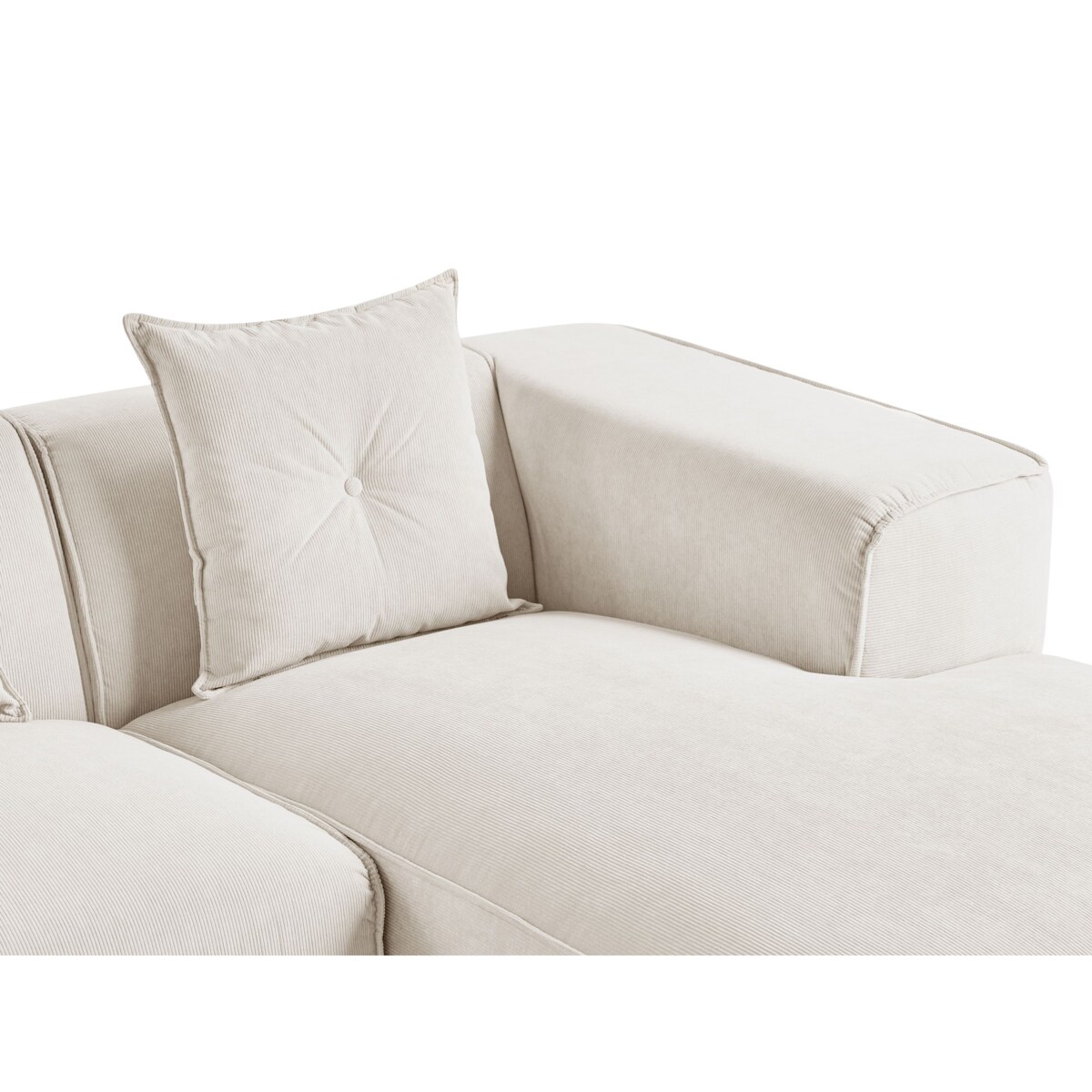 Narożnik DOLVA Sztruks Złamana biel dla 3 osób Lewostronny