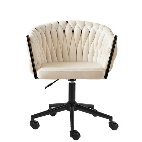 Fotel biurowy obrotowy krzesło biurowe wygodne do biurka regulowany beżowe