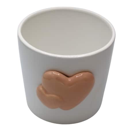 Doniczka z 2 serduszkami 18,5x17x15,5 cm OLLANA pomarańczowe