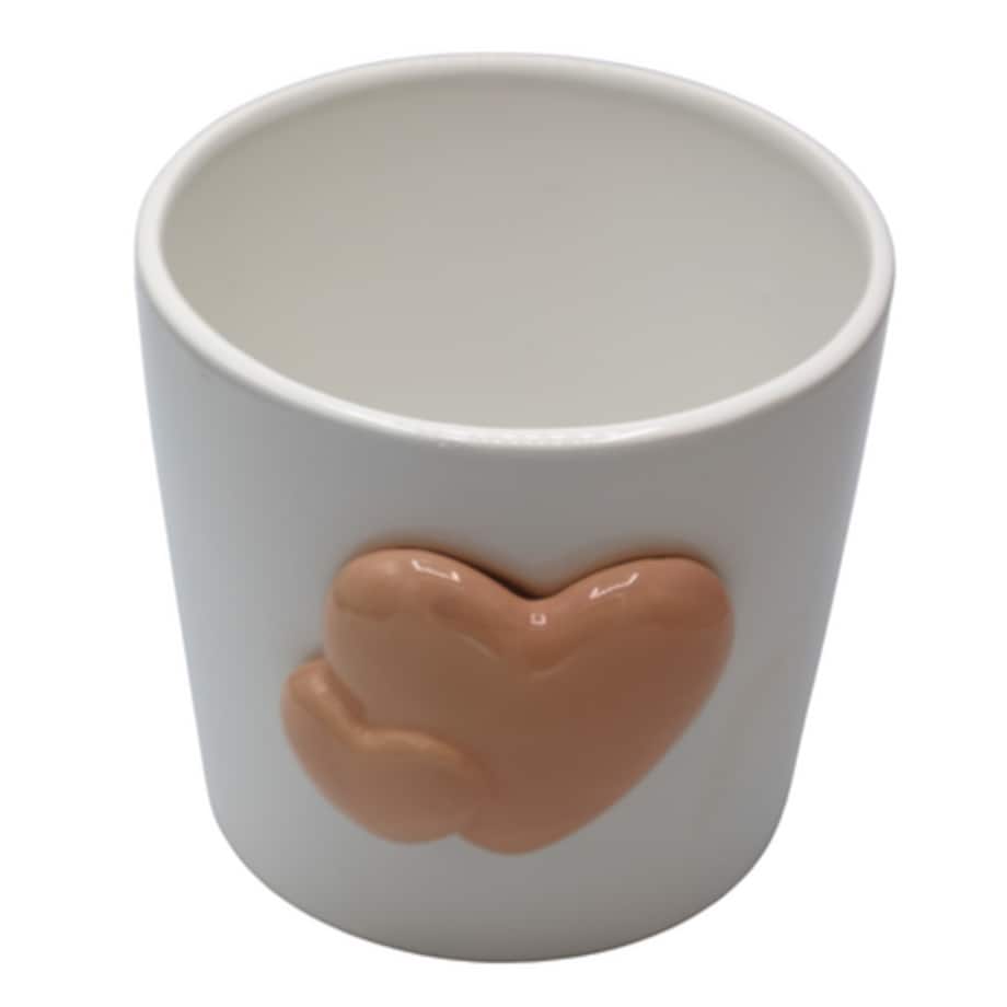 Doniczka z 2 serduszkami 18,5x17x15,5 cm OLLANA pomarańczowe