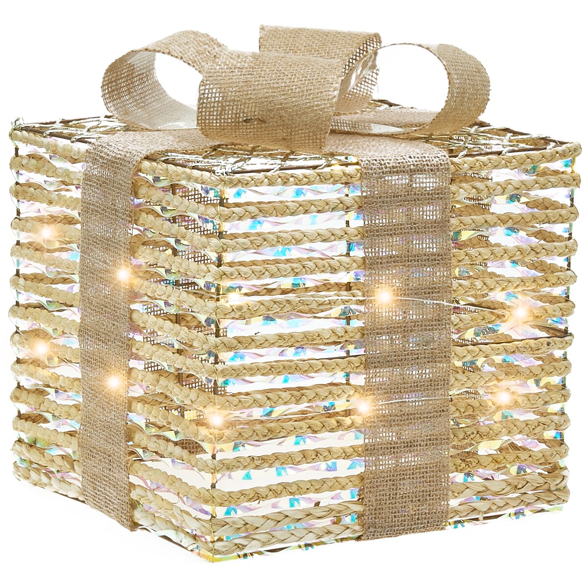 Zestaw 3 dekoracji świątecznych LED MOSSO Prezenty świąteczne 20/25/30 cm Beżowy