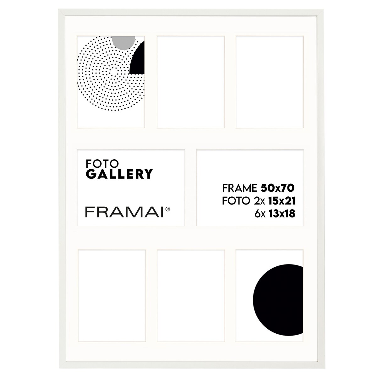 Ramka na zdjęcia 8 zdjęć 13x18 i 15x21 cm biała foto galeria 50x70 cm FRAMAI®