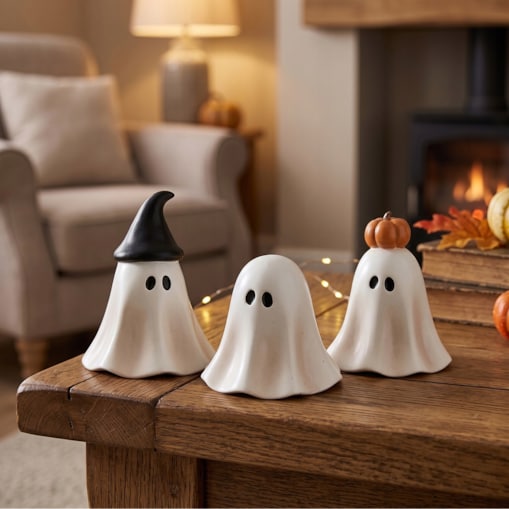 FIGURKA DUSZEK DUCH DUSZKI BIAŁE 3 szt NA HALLOWEEN JESIEŃ OZDOBA DEKORACJA