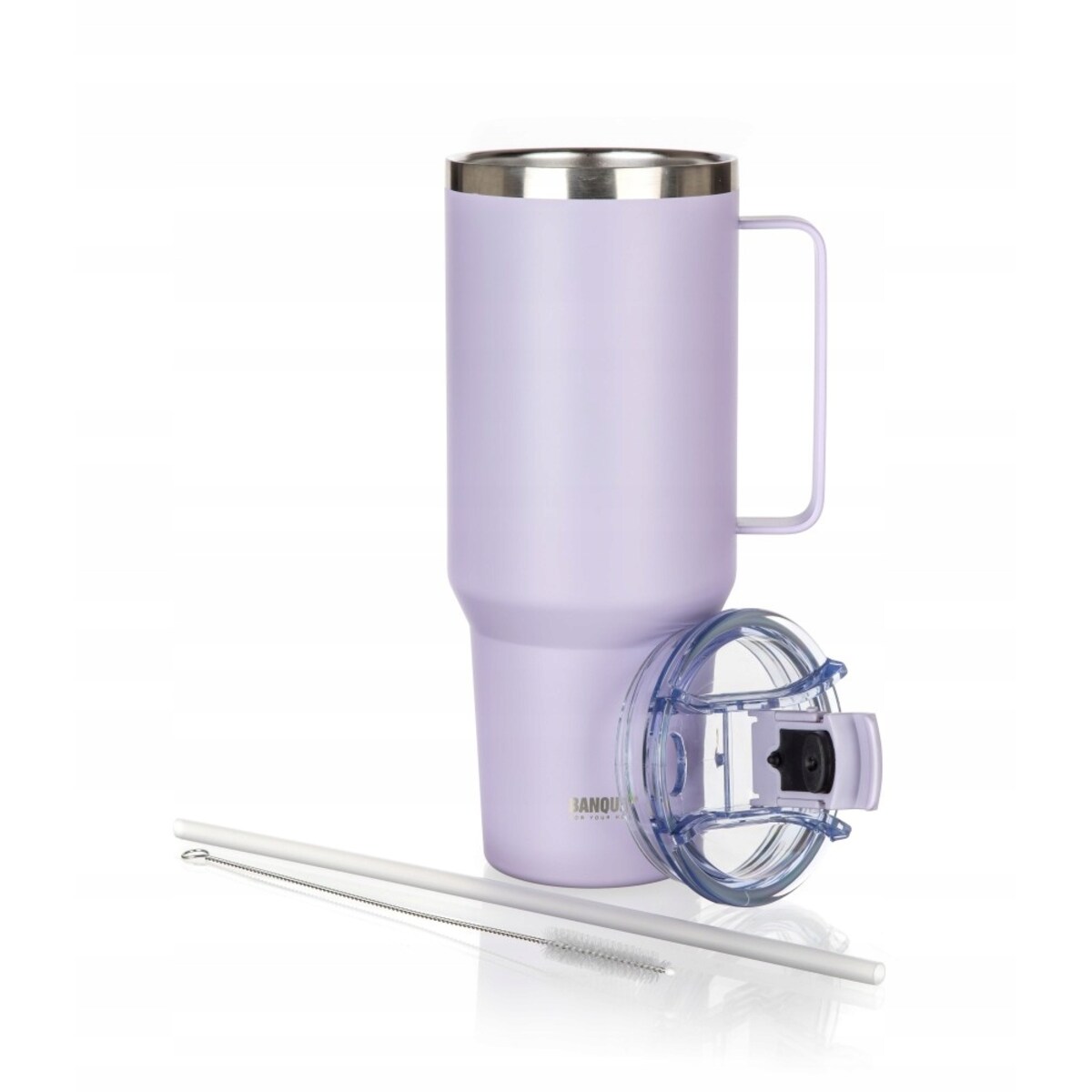 KUBEK PODRÓŻNY TERMICZNY termos 1200 ml ze słomką na napoje wysoki liliowy