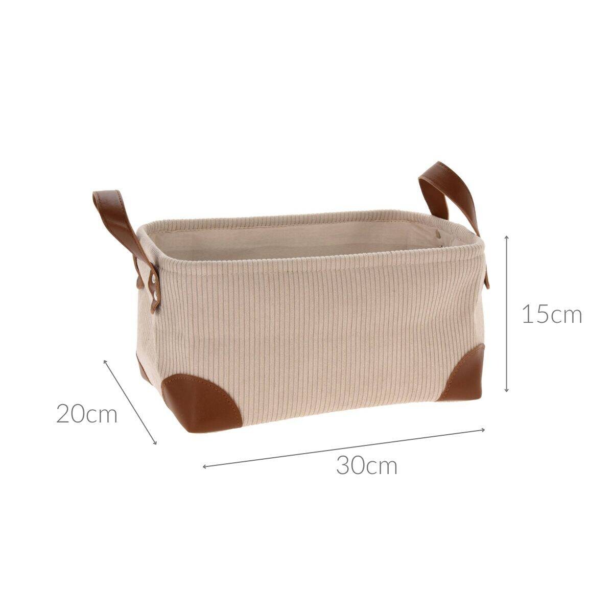 Koszyk do przechowywania, sztruks z uchwytami, 30 x 20 x 15 cm