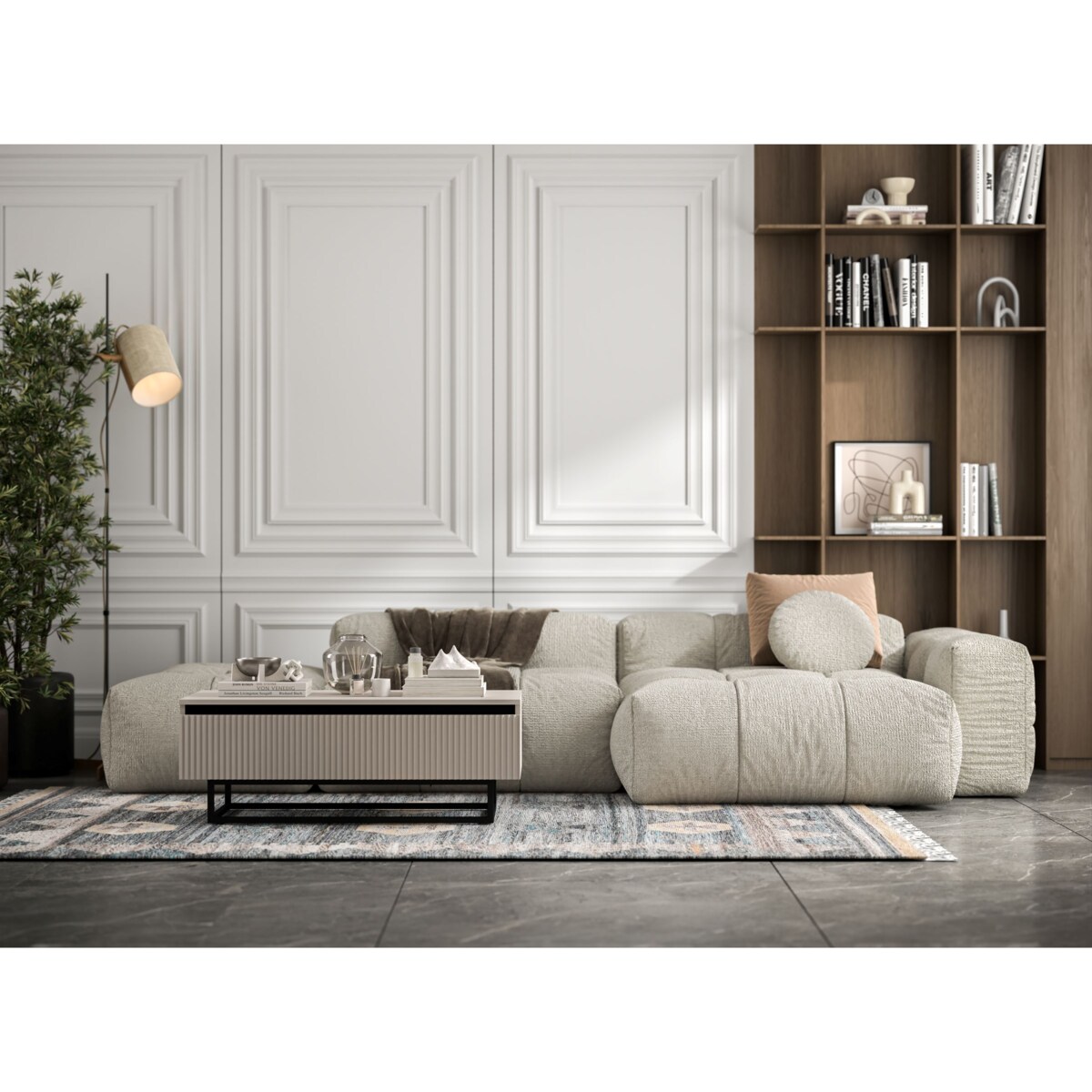 Stolik kawowy Glamour prostokątny elegancka ława Kaszmir Mat Czarny Stelaż 109 cm
