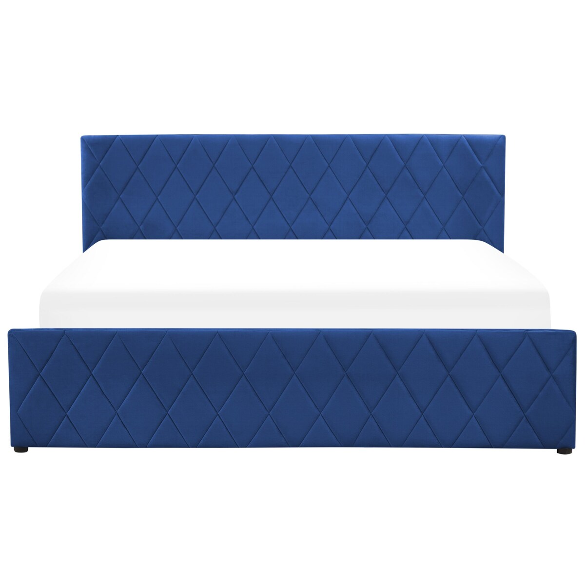 Łóżko z pojemnikiem welurowe 180 x 200 cm niebieskie ROCHEFORT