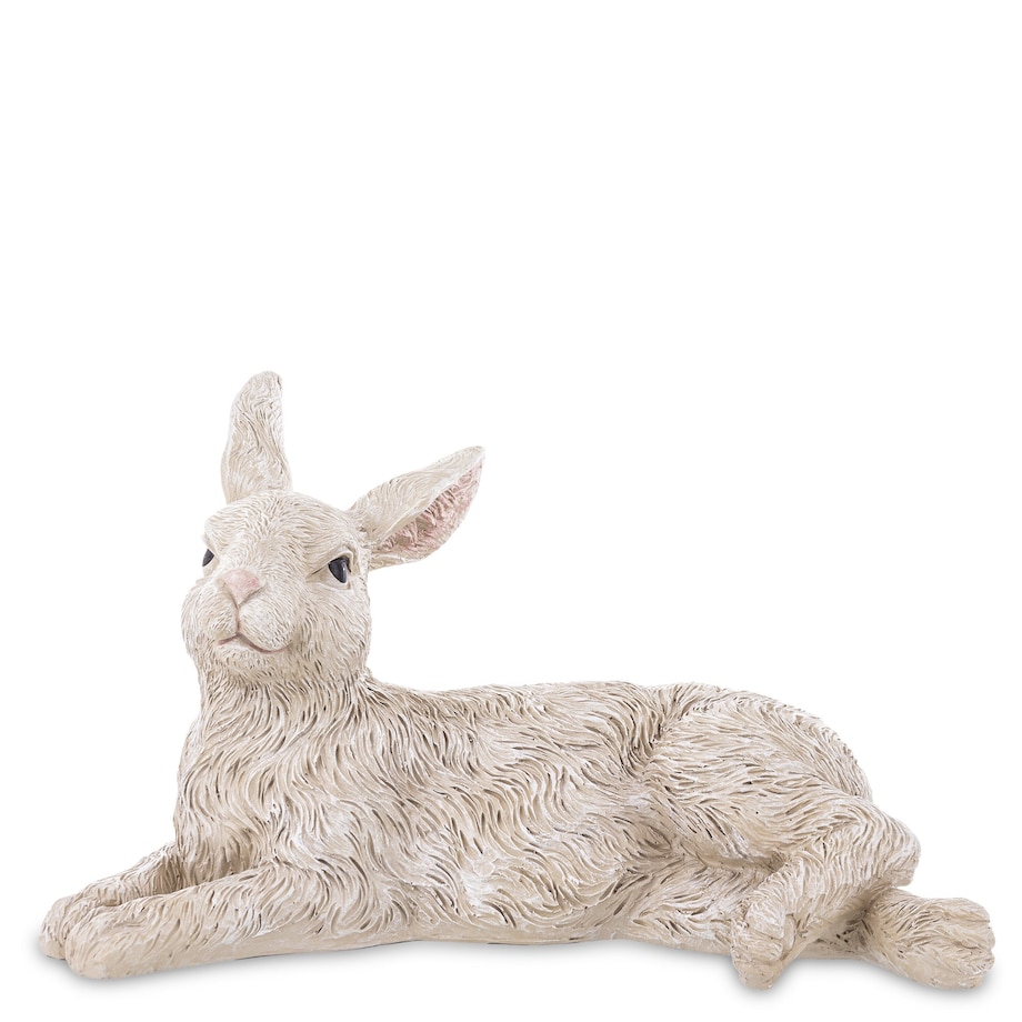 Dekoracja - biały królik 21x34x22 cm PELUCHE leżący