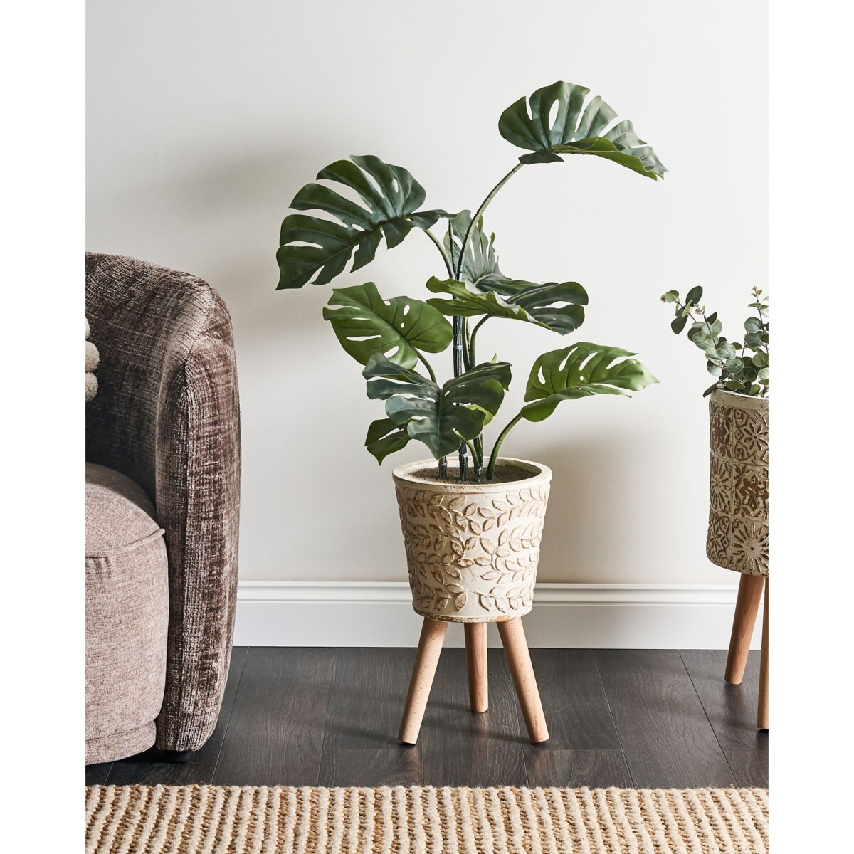 Doniczka na nóżkach ALIARTOS Ceramika 26 cm Złamana biel