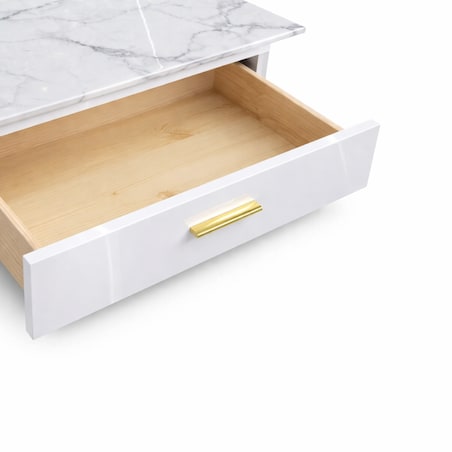 Szafka RTV złota Italiano Glamour Premium z blatem marmurowym 200x45x42