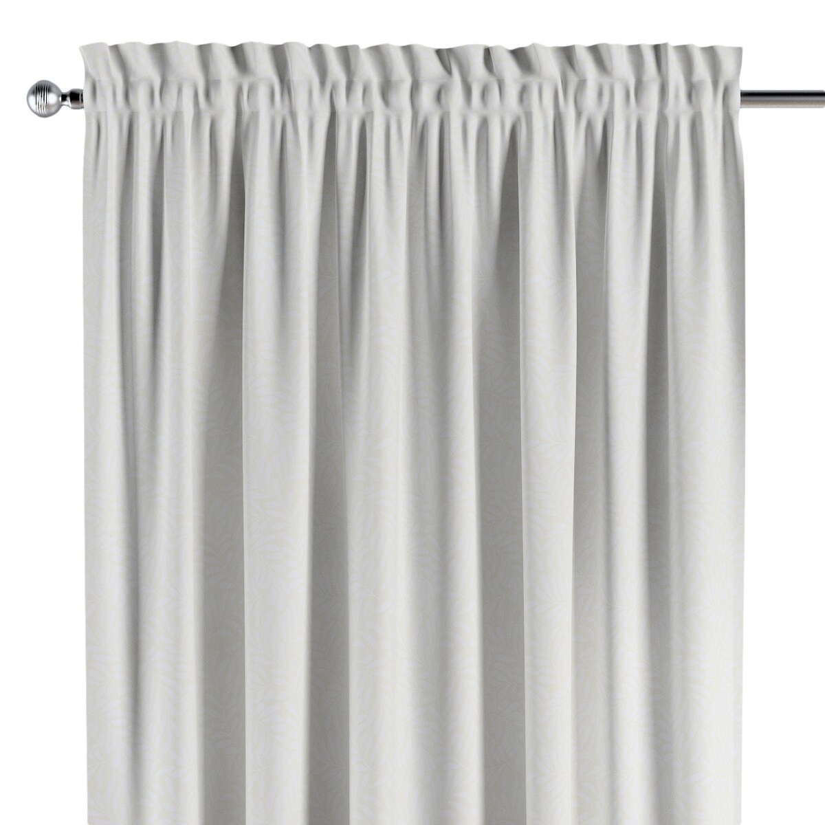 Zasłona na kanale z grzywką 1 szt. 130x260 śmietankowa biel, listki