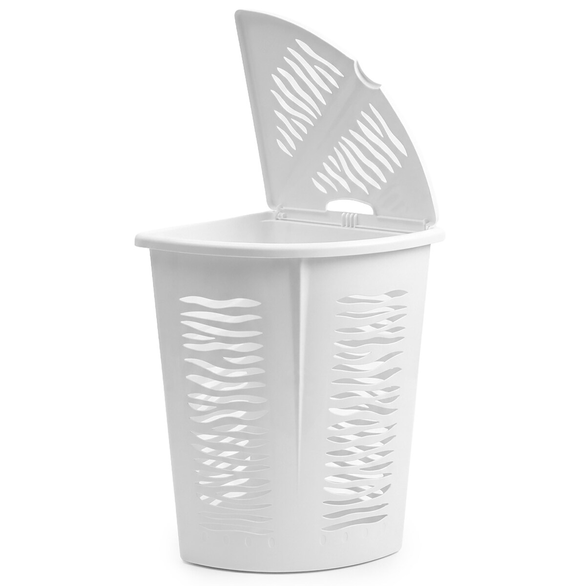 Kosz Na Panie Bieliznę Ubrania Do Łazienki Narożny Plastikowy Biały 45 L
