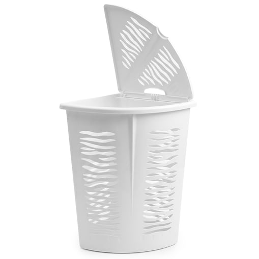 Kosz Na Panie Bieliznę Ubrania Do Łazienki Narożny Plastikowy Biały 45 L
