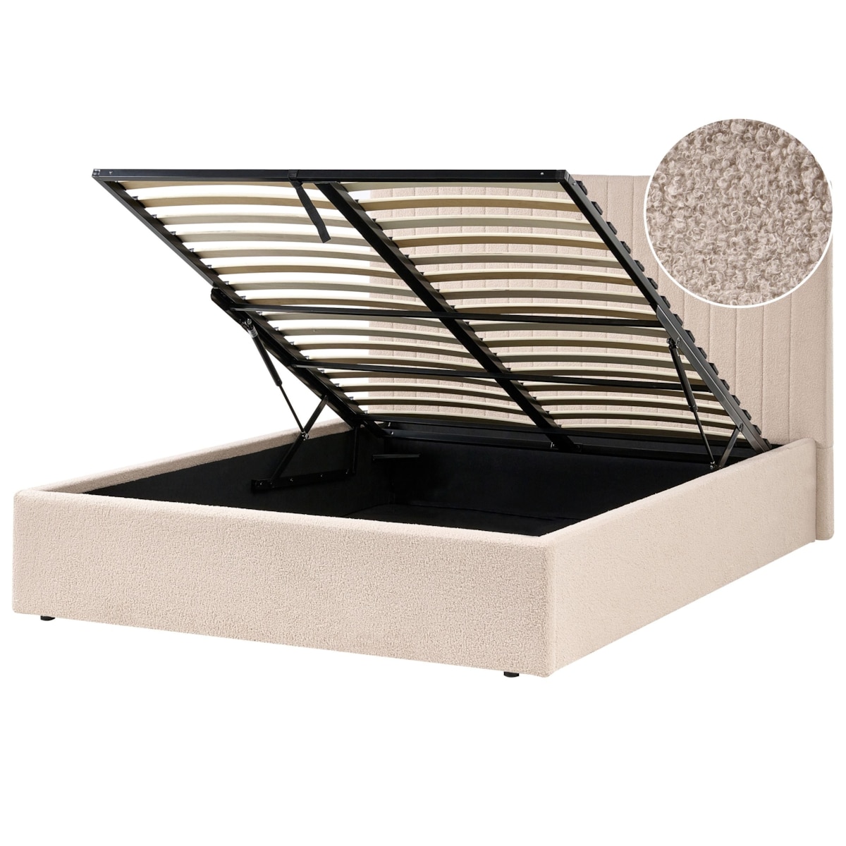 Łóżko z pojemnikiem Boucle VION 140 x 200 cm Beżowy