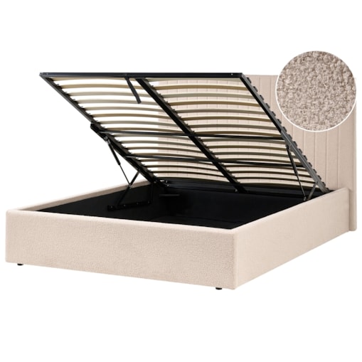Łóżko z pojemnikiem Boucle VION 140 x 200 cm Beżowy