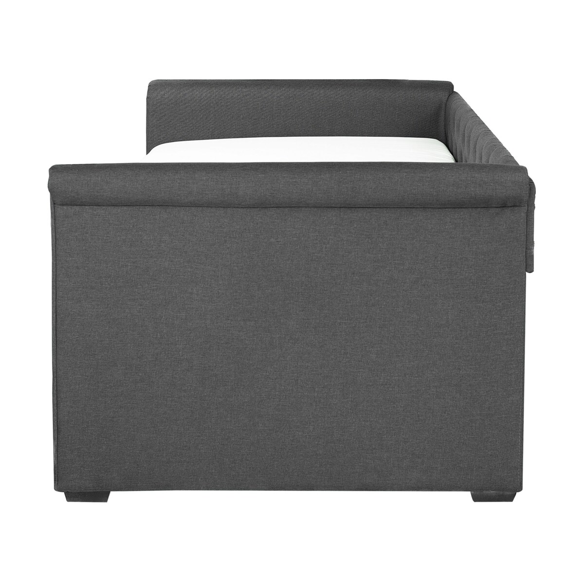 Łóżko wysuwane tapicerowane 90 x 200 cm ciemnoszare LIBOURNE