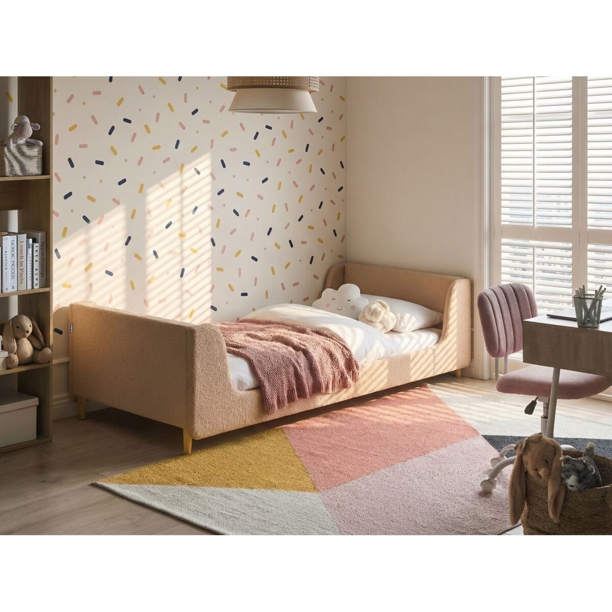 Łóżko dziecięce Boucle LAYE 90 x 200 cm Beżowy