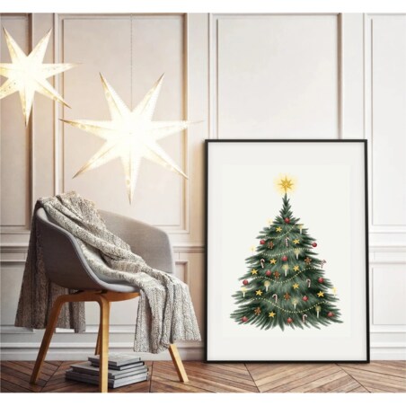 Poster Story, Plakat, Obraz - Choinka z Ozdobami, wymiary 60 x 84 cm