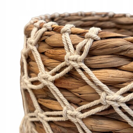 DONICZKA BOHO 28cm naturalna z makramą osłonka donica do salonu palmy