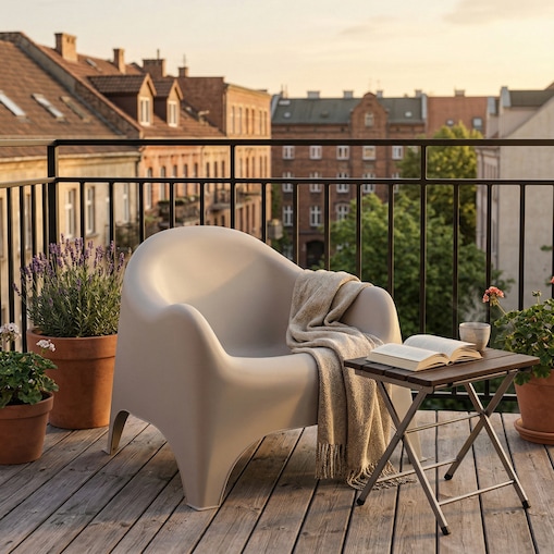 Fotel ogrodowy wypoczynkowy Dumbo na taras, balkon beżowy