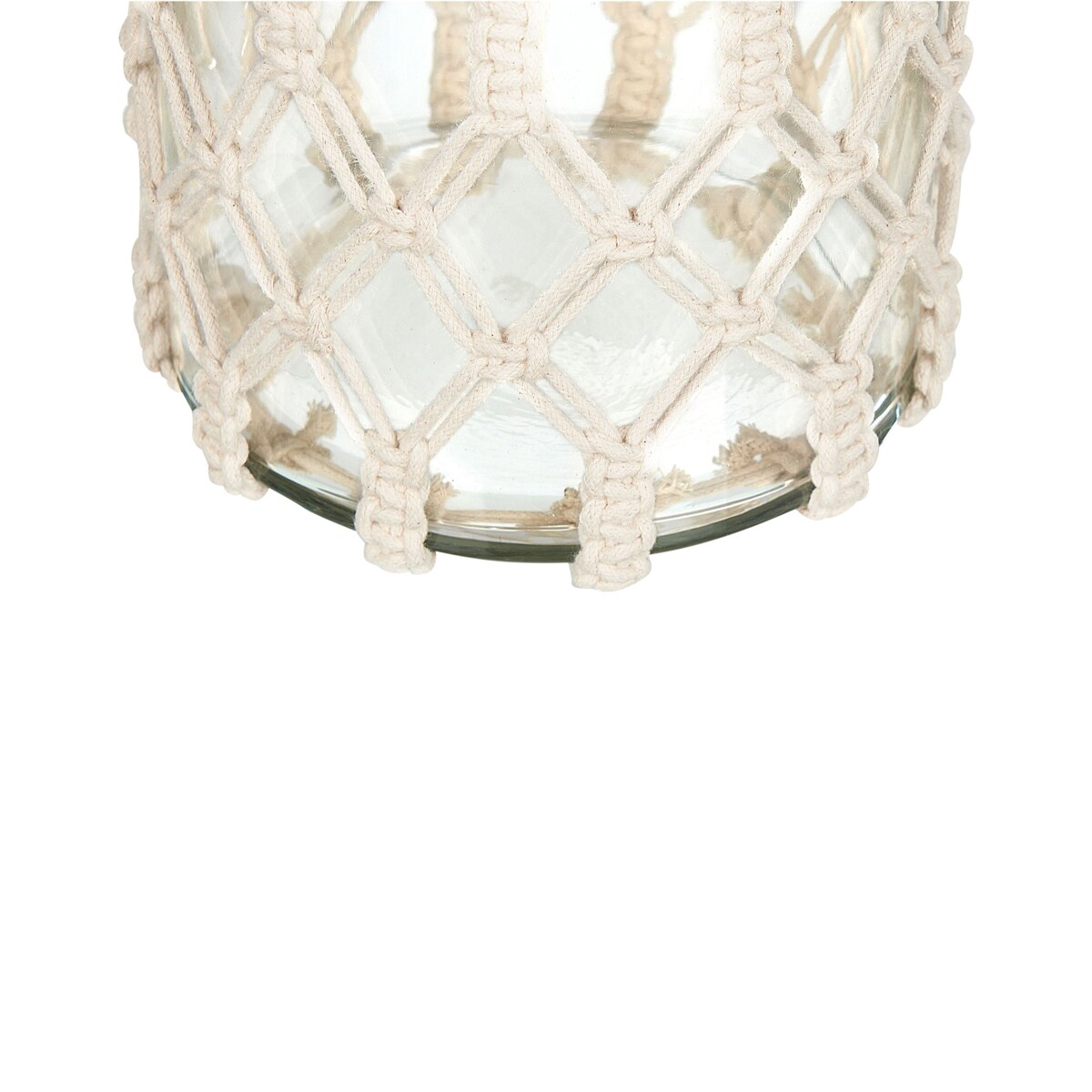 Lampion szklany makrama 28 cm biały JALEBI