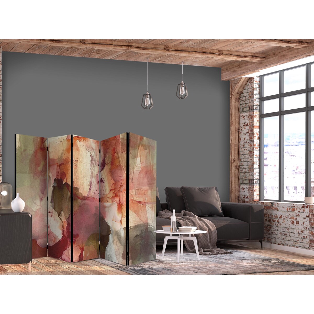 Parawan Akustyczny Różana Abstrakcja 225x172cm