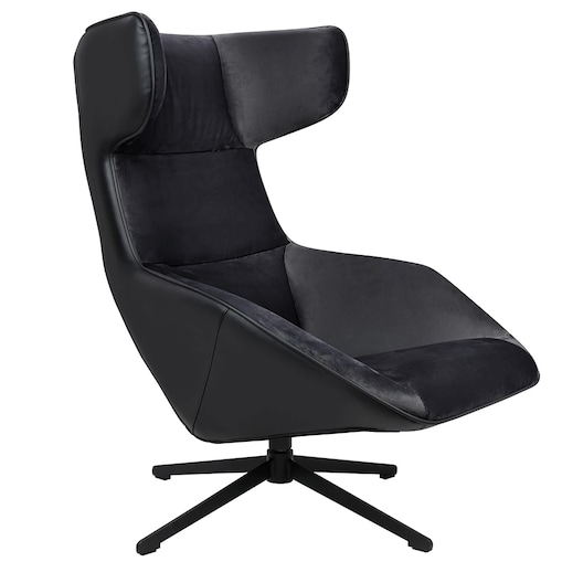 Welurowy fotel obrotowy Vita Velvet MSE011000309.41 czarny, King Home