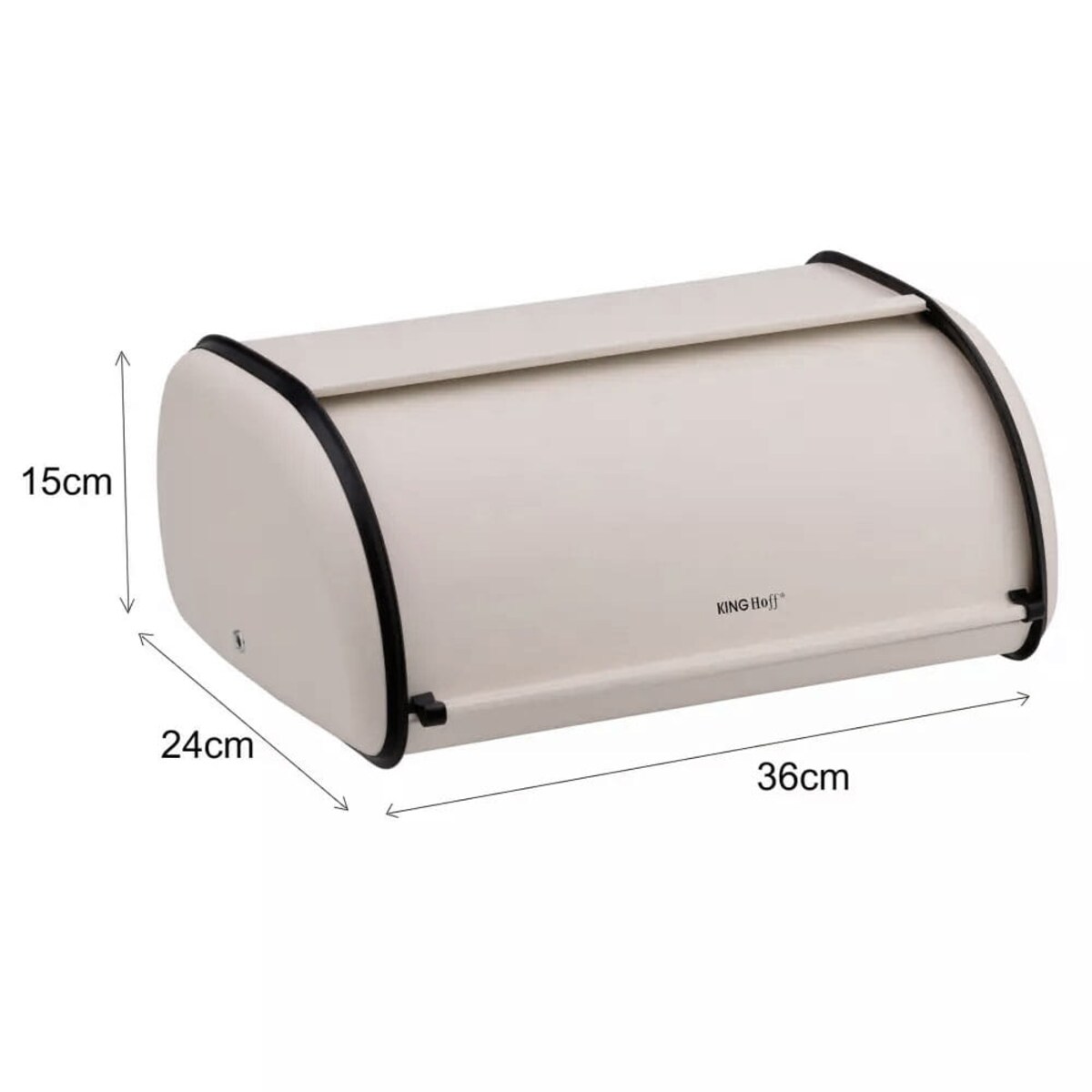 Chlebak stalowy mały 36cm beżowy matowy pojemnik na chleb pieczywo bułki KINGHOFF