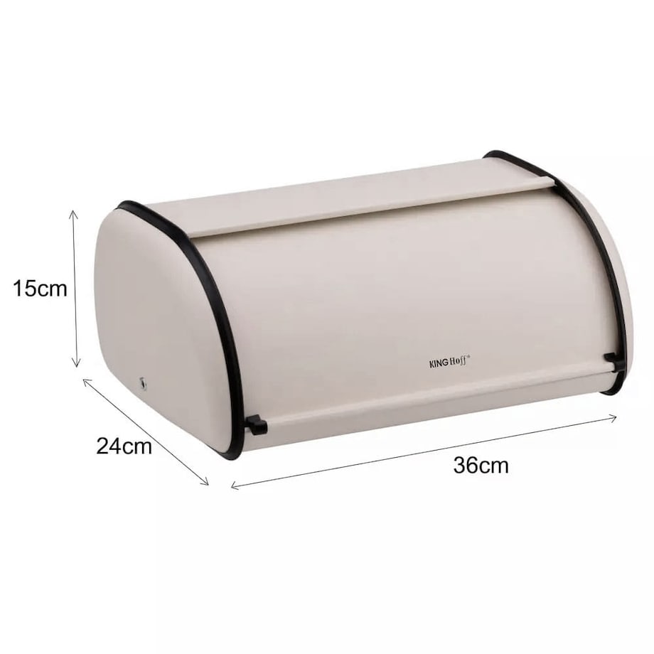 Chlebak stalowy mały 36cm beżowy matowy pojemnik na chleb pieczywo bułki KINGHOFF