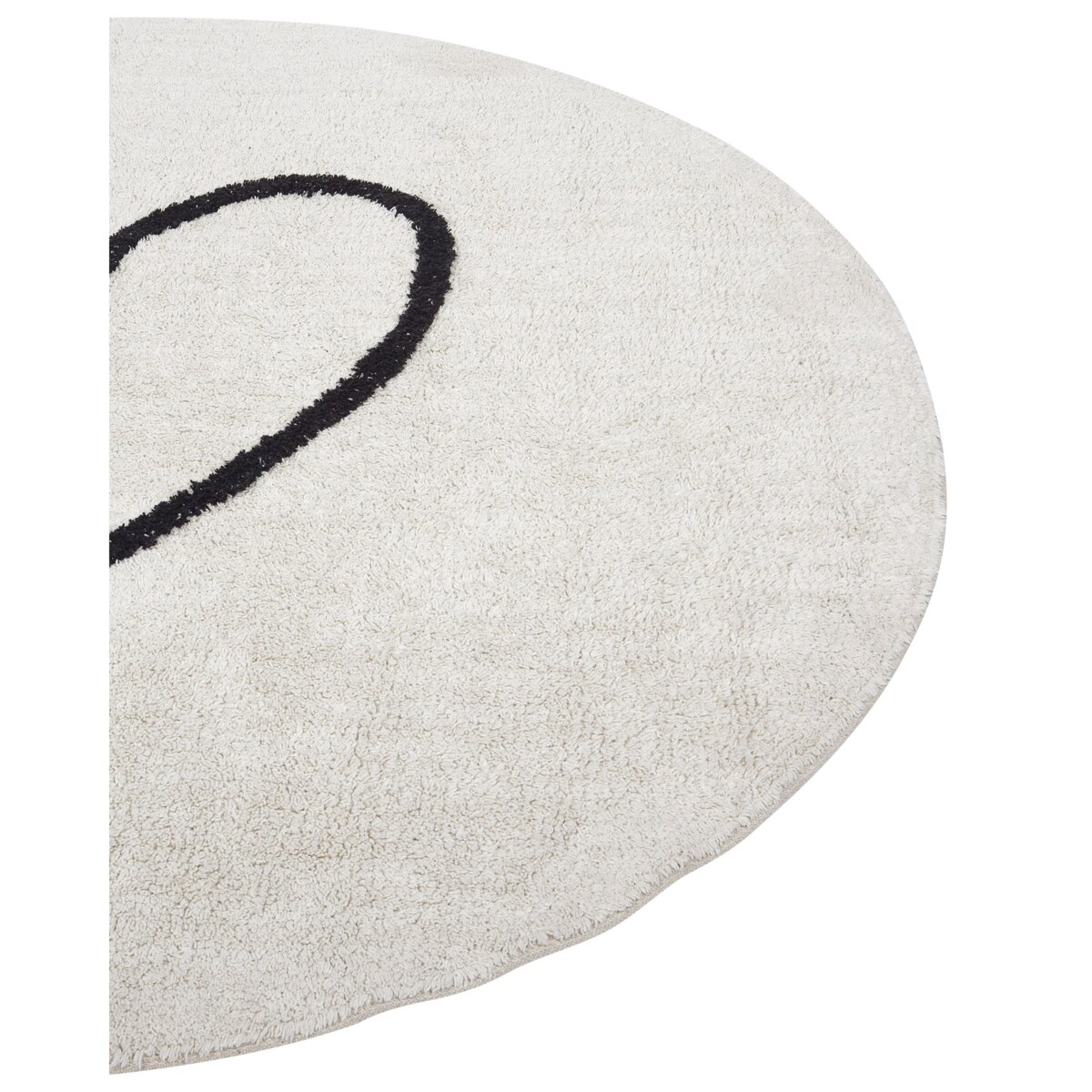 Dywan okrągły bawełniany ø 140 cm beżowy z czarnym HEART